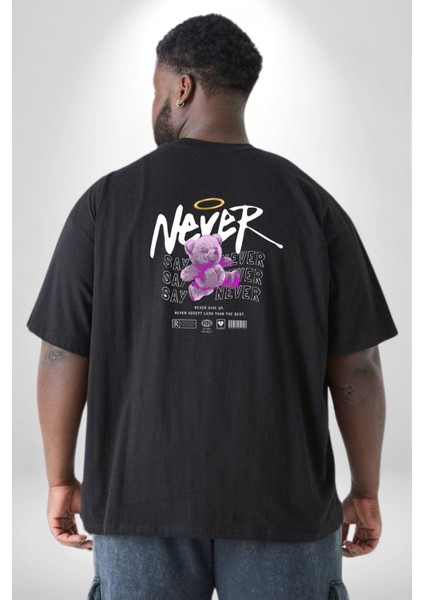 Asla Asla Deme Büyük Beden Siyah Tişört Kadın Erkek Ünisex Sırt Baskılı fırsatları