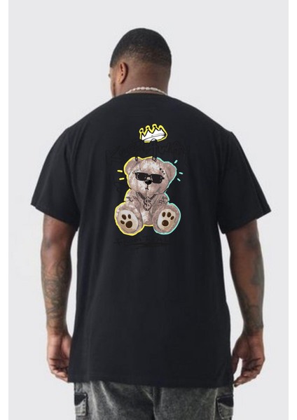 Gerçeklikten Uzak Tutun Büyük Beden Siyah Tişört Kadın Erkek Ünisex Sırt Baskılı