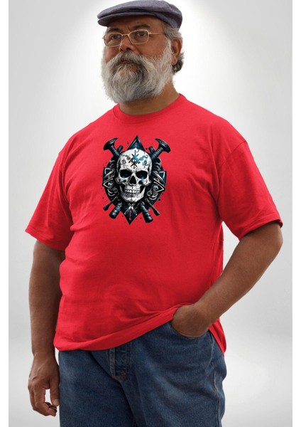 Kuru Kafa Yapay Zeka Tasarım Kırmızı Büyük Beden Erkek Kadın Unisex Basic Ön Baskılı Tişört modelleri