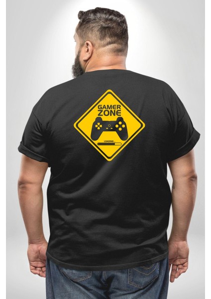 Game Oyun Alanı Büyük Beden Siyah Tişört Kadın Erkek Ünisex Sırt Baskılı fırsatları