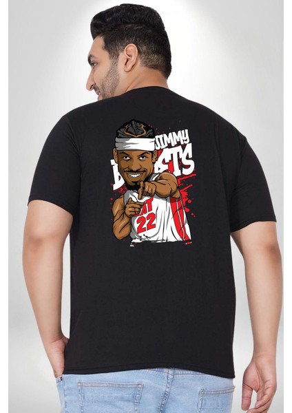 Jimmy Butler Basketbol Büyük Beden Siyah Tişört Kadın Erkek Ünisex Sırt Baskılı