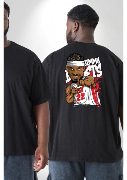 Jimmy Butler Basketbol Büyük Beden Siyah Tişört Kadın Erkek Ünisex Sırt Baskılı fiyatları