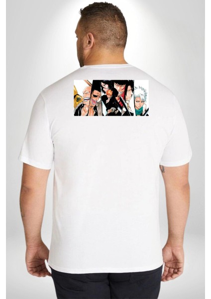 Bleach Anime Büyük Beden Beyaz Tişört Kadın Erkek Ünisex Sırt Baskılı