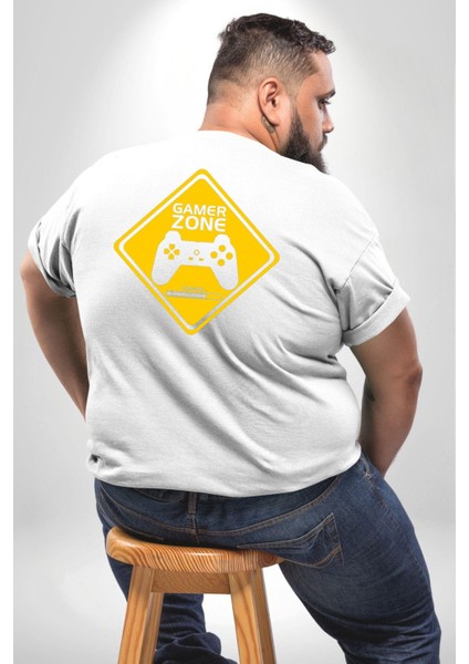 Game Oyun Alanı Büyük Beden Beyaz Tişört Kadın Erkek Ünisex Sırt Baskılı fırsatları