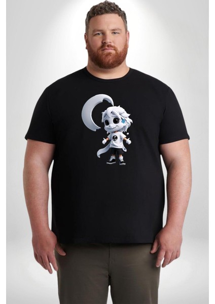 Japon Anime Baruto Momoshiki Siyah Büyük Beden Erkek Kadın Unisex Basic Ön Baskılı Tişört