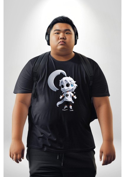 Japon Anime Baruto Momoshiki Siyah Büyük Beden Erkek Kadın Unisex Basic Ön Baskılı Tişört