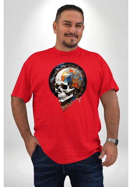 Kuru Kafa Kristal Kırmızı Büyük Beden Erkek Kadın Unisex Basic Ön Baskılı Tişört fiyatları