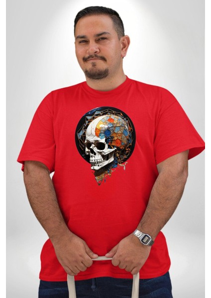 Kuru Kafa Kristal Kırmızı Büyük Beden Erkek Kadın Unisex Basic Ön Baskılı Tişört modelleri