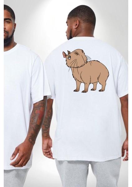 Chispi Büyük Beden Beyaz Tişört Kadın Erkek Ünisex Sırt Baskılı fiyatları