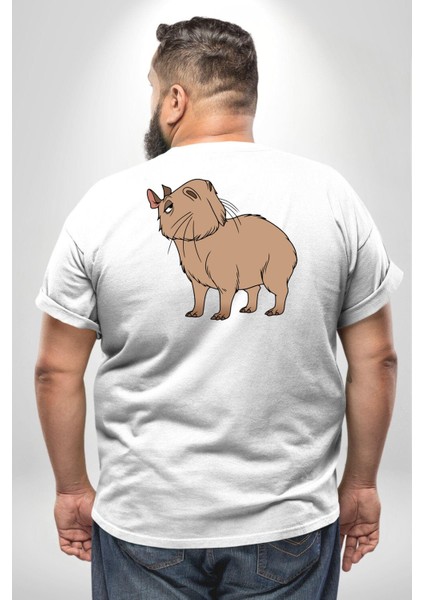 Chispi Büyük Beden Beyaz Tişört Kadın Erkek Ünisex Sırt Baskılı fırsatları