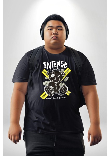 Geçilmez Bölge Siyah Büyük Beden Erkek Kadın Unisex Basic Ön Baskılı Tişört