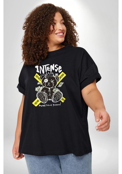 Geçilmez Bölge Siyah Büyük Beden Erkek Kadın Unisex Basic Ön Baskılı Tişört fiyatları