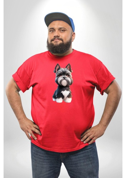 Sevimli Beyaz Gri Köpek Kırmızı Büyük Beden Erkek Kadın Unisex Basic Ön Baskılı Tişört fırsatları