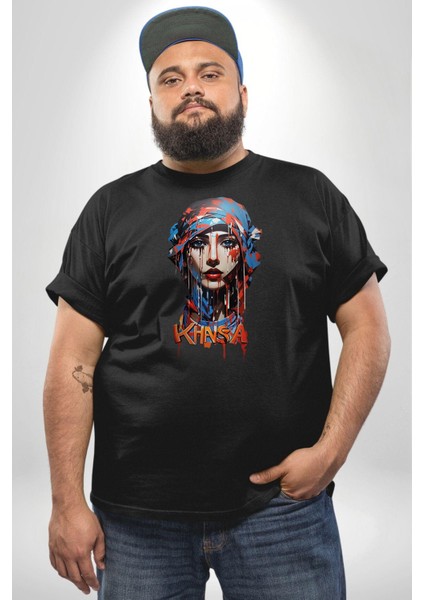 Khansa Eşarp Erkek Kadın Unisex Tasarımı Siyah Büyük Beden Erkek Kadın Unisex Basic Ön Baskılı Tişört indirimleri