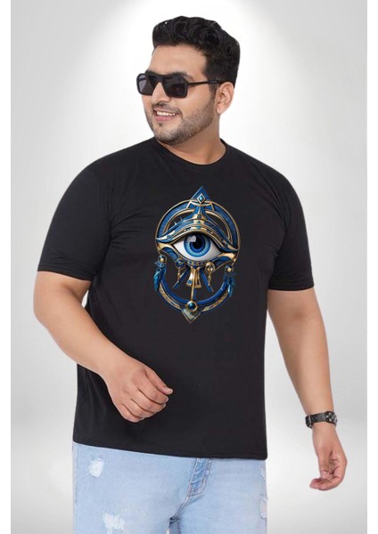 Altın Göz Horos Ra Gözü Siyah Büyük Beden Erkek Kadın Unisex Basic Ön Baskılı Tişört