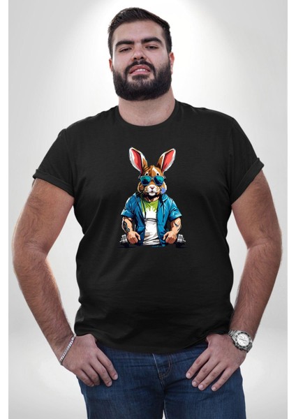 Halter Spor Güneş Gözlüüğü Tavşan Siyah Büyük Beden Erkek Kadın Unisex Basic Ön Baskılı Tişört modelleri