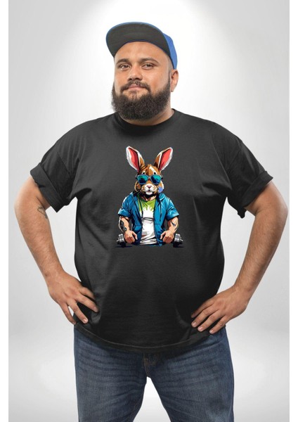 Halter Spor Güneş Gözlüüğü Tavşan Siyah Büyük Beden Erkek Kadın Unisex Basic Ön Baskılı Tişört fırsatları