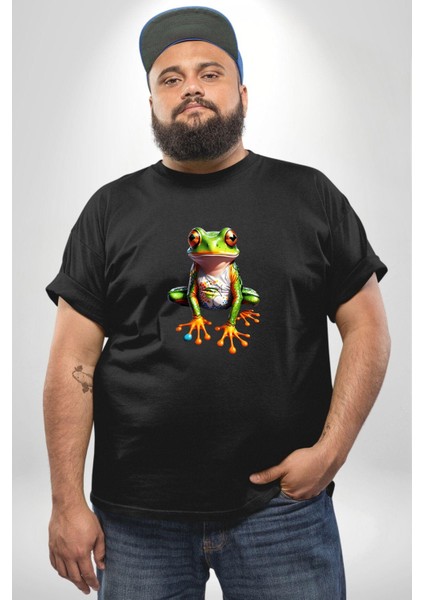Frog Kurbağa Prens Siyah Büyük Beden Erkek Kadın Unisex Basic Ön Baskılı Tişört fiyatları