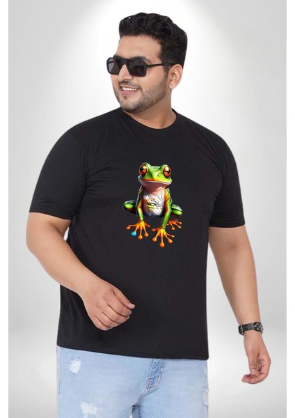 Frog Kurbağa Prens Siyah Büyük Beden Erkek Kadın Unisex Basic Ön Baskılı Tişört indirimleri