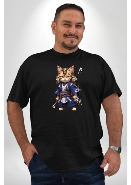 Japon Samuray Kılınç Siyah Büyük Beden Erkek Kadın Unisex Basic Ön Baskılı Tişört fiyatları