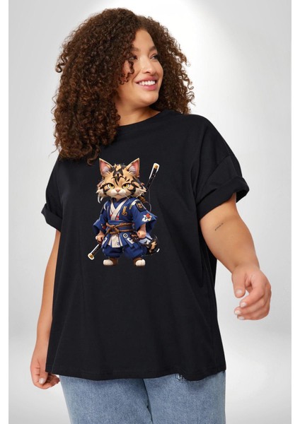 Japon Samuray Kılınç Siyah Büyük Beden Erkek Kadın Unisex Basic Ön Baskılı Tişört indirimleri