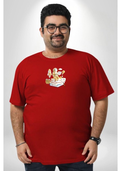 Astronot Kitap Füze Saat Ampül Büyüteç Kırmızı Büyük Beden Erkek Kadın Unisex Basic Ön Baskılı Tişört fiyatları