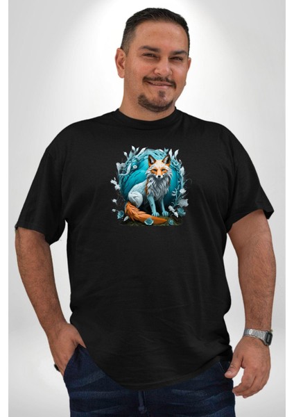 Beyaz Kurt Altın Maske Doğa Siyah Büyük Beden Erkek Kadın Unisex Basic Ön Baskılı Tişört fiyatları