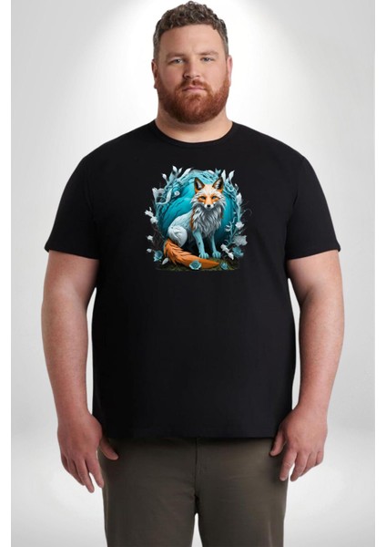 Beyaz Kurt Altın Maske Doğa Siyah Büyük Beden Erkek Kadın Unisex Basic Ön Baskılı Tişört modelleri