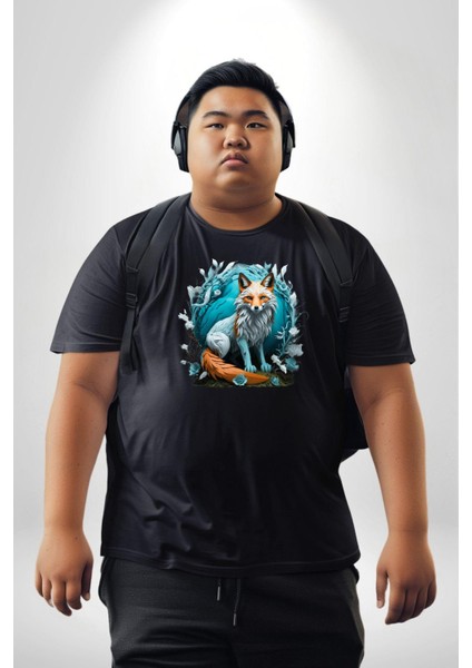 Beyaz Kurt Altın Maske Doğa Siyah Büyük Beden Erkek Kadın Unisex Basic Ön Baskılı Tişört fırsatları