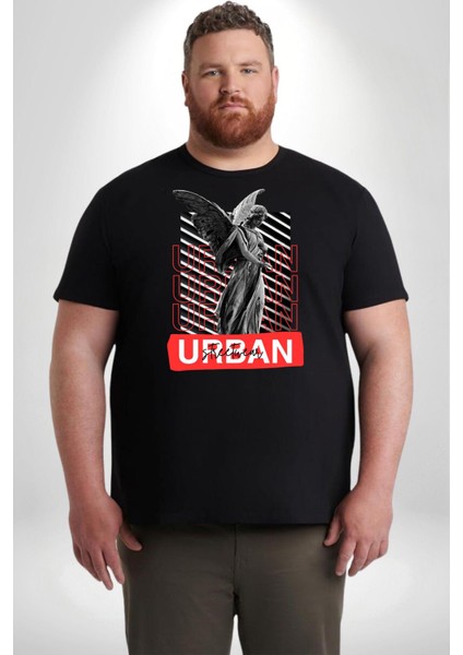 Şehir Sokak Stili Melek Heykeli Siyah Büyük Beden Erkek Kadın Unisex Basic Ön Baskılı Tişört fiyatları