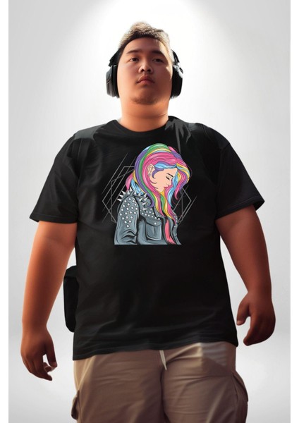 Metal Müzik Çeket Siyah Büyük Beden Erkek Kadın Unisex Basic Ön Baskılı Tişört