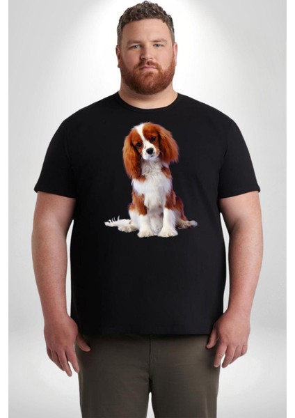 Cavalier King Charles Spaniel Siyah Büyük Beden Erkek Kadın Unisex Basic Ön Baskılı Tişört fiyatları