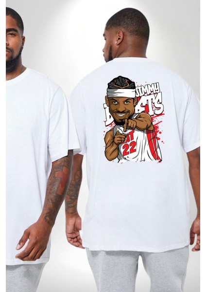 Jimmy Butler Basketbol Büyük Beden Beyaz Tişört Kadın Erkek Ünisex Sırt Baskılı fiyatları