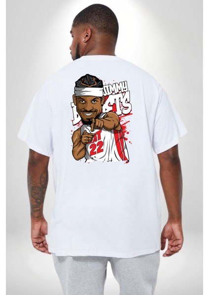Jimmy Butler Basketbol Büyük Beden Beyaz Tişört Kadın Erkek Ünisex Sırt Baskılı fırsatları