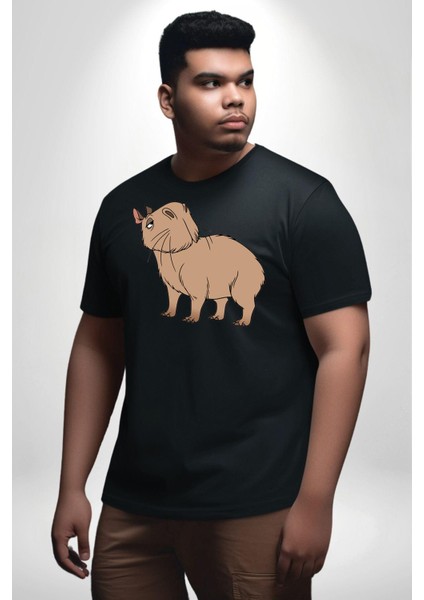 Chispi Siyah Büyük Beden Erkek Kadın Unisex Basic Ön Baskılı Tişört fırsatları