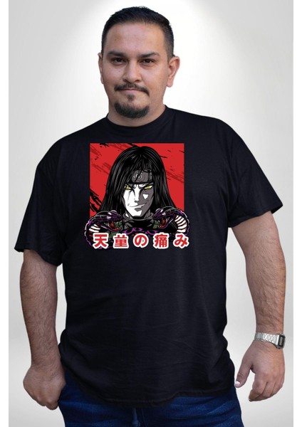 Orochimaru Anime Siyah Büyük Beden Erkek Kadın Unisex Basic Ön Baskılı Tişört fırsatları