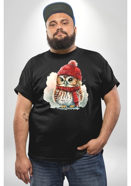 Kış Kırmızı Atkı Bere Baykuş Siyah Büyük Beden Erkek Kadın Unisex Basic Ön Baskılı Tişört modelleri