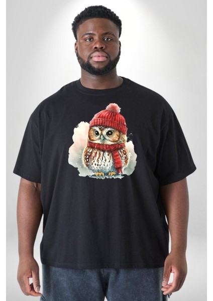 Kış Kırmızı Atkı Bere Baykuş Siyah Büyük Beden Erkek Kadın Unisex Basic Ön Baskılı Tişört indirimleri