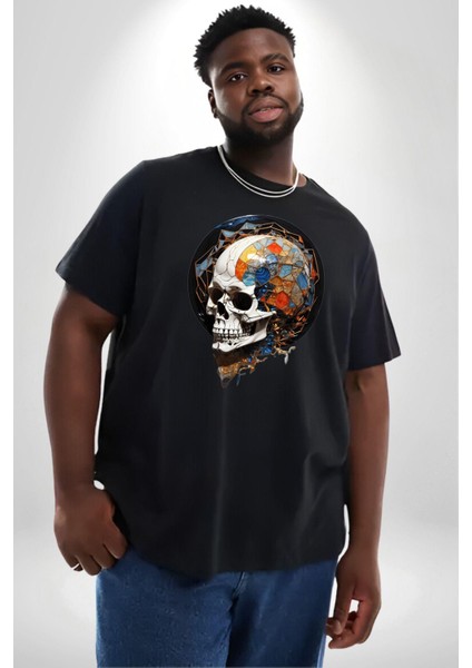 Kuru Kafa Kristal Siyah Büyük Beden Erkek Kadın Unisex Basic Ön Baskılı Tişört fiyatları