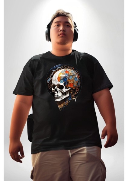 Kuru Kafa Kristal Siyah Büyük Beden Erkek Kadın Unisex Basic Ön Baskılı Tişört fırsatları