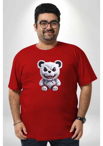 Freddy Korkunç Ayı Kırmızı Büyük Beden Erkek Kadın Unisex Basic Ön Baskılı Tişört modelleri