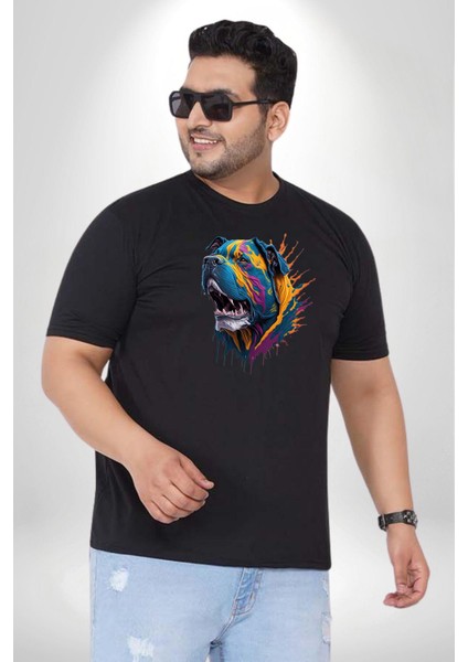 Köpek Saint Bernard Havlama Siyah Büyük Beden Erkek Kadın Unisex Basic Ön Baskılı Tişört fiyatları