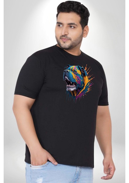 Köpek Saint Bernard Havlama Siyah Büyük Beden Erkek Kadın Unisex Basic Ön Baskılı Tişört fırsatları