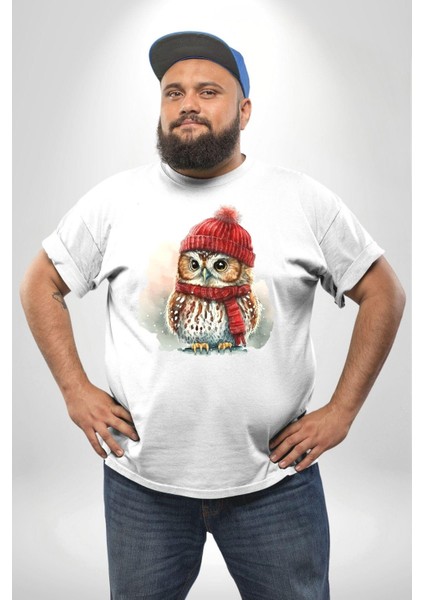 Kış Beyaz Atkı Bere Baykuş Beyaz Büyük Beden Kadın Erkek Ünisex Basic Ön Baskılı Tişört modelleri