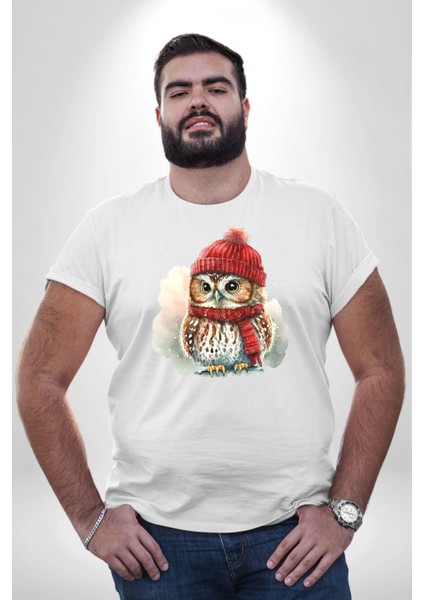 Kış Beyaz Atkı Bere Baykuş Beyaz Büyük Beden Kadın Erkek Ünisex Basic Ön Baskılı Tişört fırsatları