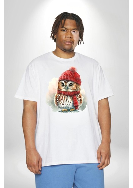 Kış Beyaz Atkı Bere Baykuş Beyaz Büyük Beden Kadın Erkek Ünisex Basic Ön Baskılı Tişört indirimleri