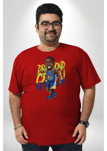 Draymond Green Basketbol Golden State Kırmızı Büyük Beden Erkek Kadın Unisex Basic Ön Baskılı Tişört