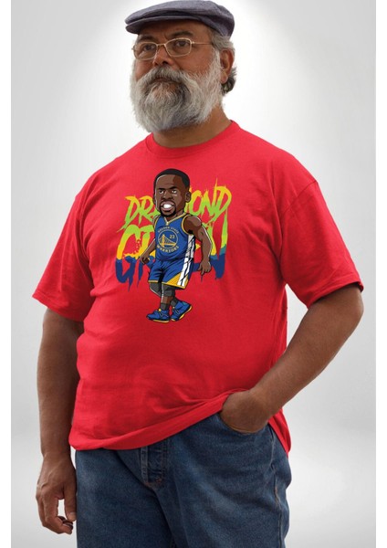 Draymond Green Basketbol Golden State Kırmızı Büyük Beden Erkek Kadın Unisex Basic Ön Baskılı Tişört