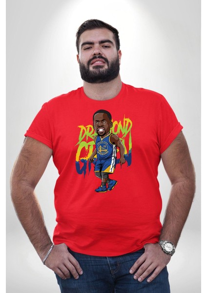 Draymond Green Basketbol Golden State Kırmızı Büyük Beden Erkek Kadın Unisex Basic Ön Baskılı Tişört
