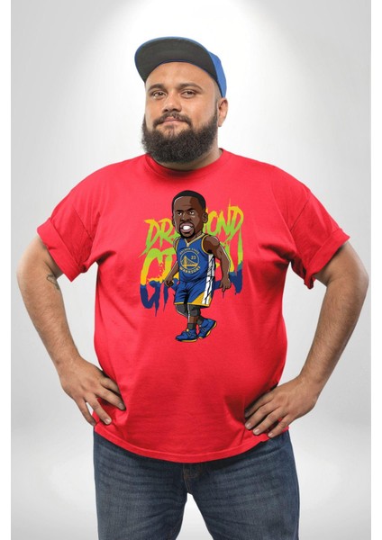 Draymond Green Basketbol Golden State Kırmızı Büyük Beden Erkek Kadın Unisex Basic Ön Baskılı Tişört
